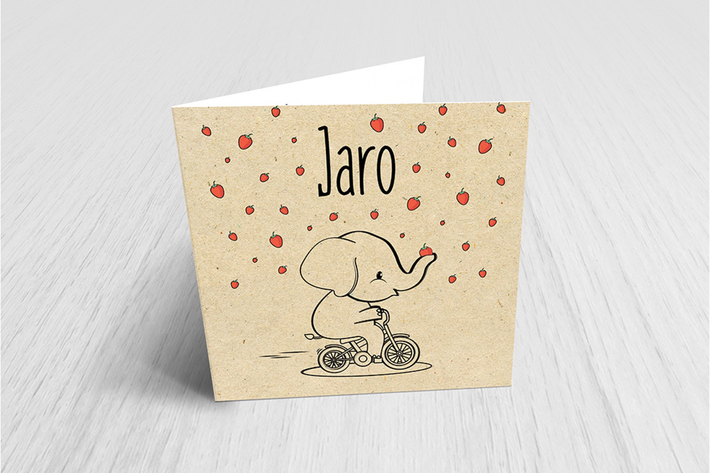 Olifantje met aardbeitjes